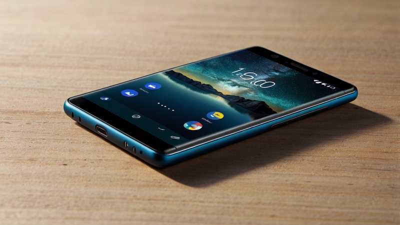 "A high-resolution 8K stock image displaying a group of Nokia's Latest Android Phones, beautifully arranged on a clean, minimalistic surface with no human presence, showcasing the sleek design, modern features, and vibrant colors of multiple Nokia smartphone models as part of the brand’s stylish rebirth in the Android market"