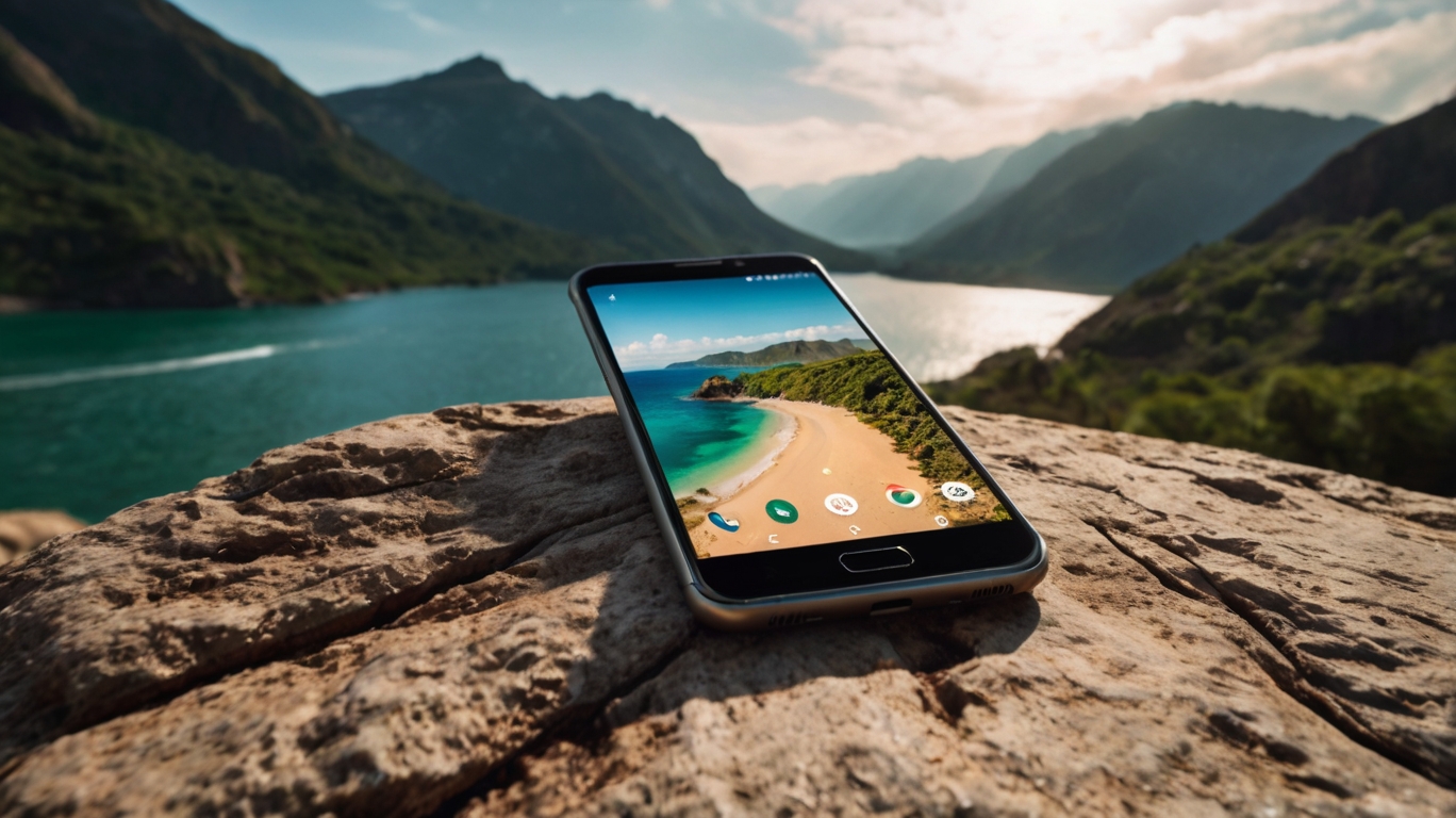 “Travel Enthusiasts: Android Phones With The Best Camera Features — Ultra-detailed 8K image of top-tier Android smartphones for travelers, highlighting premium camera hardware and sleek outdoor-ready designs. No human presence. Depicts photography-centric gadgets in scenic travel backgrounds, ideal for tech blogs, affiliate websites, and product showcases.”