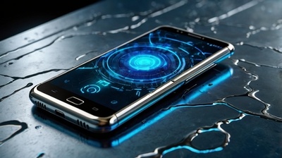 "High-resolution 8K illustration showing Android phone overheating problems solutions with futuristic cooling effects, digital heat waves, glowing blue energy streams, abstract cooling design, modern technology concept, no living things, smartphone overheating issue visualization."