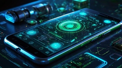 Lost Contacts On Android Phone Recovery illustrated as a futuristic smartphone data restoration concept with glowing holographic contact icons, abstract digital waves, and ultra-realistic 8K technology visualization with no living things.
