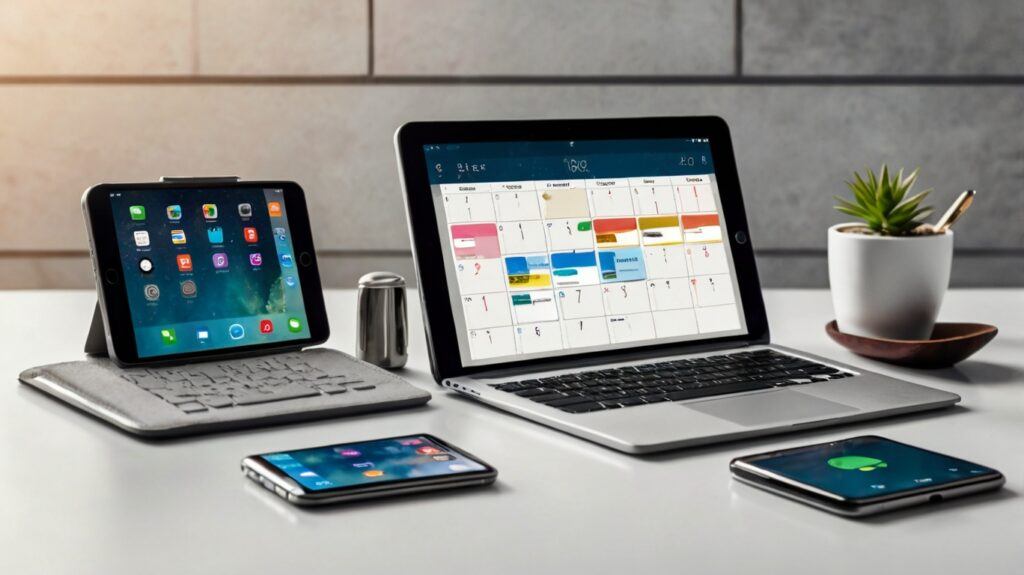 Top Android apps for productivity with task manager, calendar, notes, and cloud storage icons on digital devices.