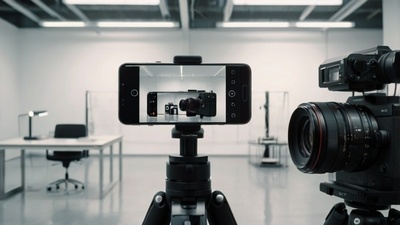 "Creative ways to use Android phone as a camera shown in 8K resolution stock photography with tripod, lenses, and photography setup for high-quality mobile photography solutions without living subjects."